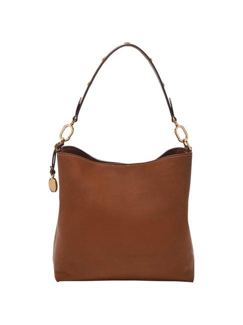 fossil brown solid hobo shoulder handbag