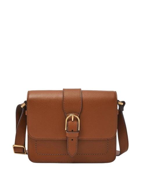 fossil brown solid sling handbag