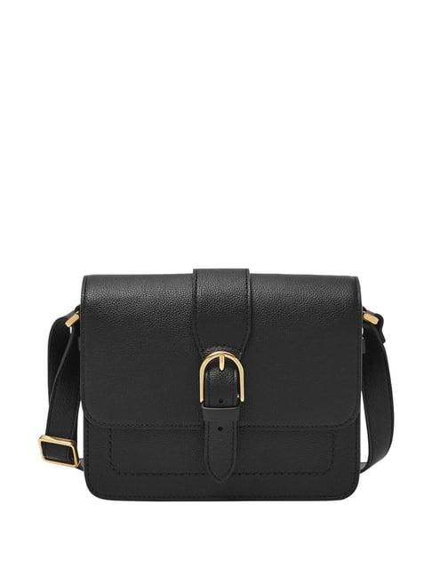 fossil black solid sling handbag