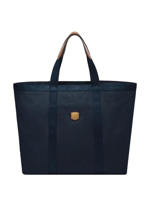 fossil navy blue solid tote handbag