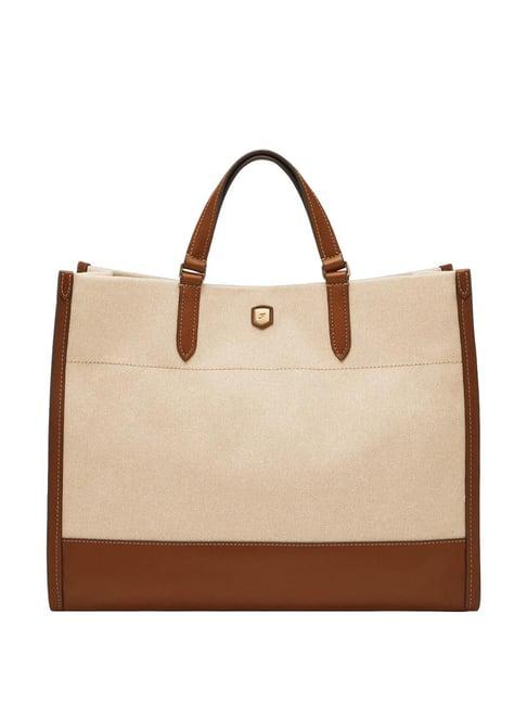 fossil white solid tote handbag