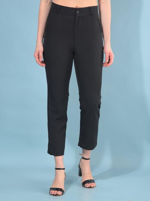 crimsoune club black straight fit mid rise trousers