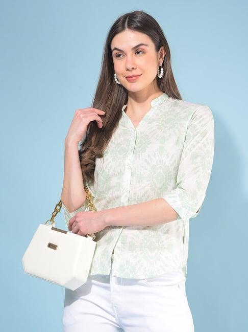 crimsoune club mint green floral print shirt