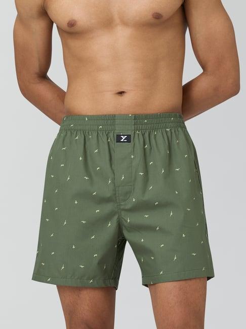 xyxx wings green cotton relaxed fit printed boxers