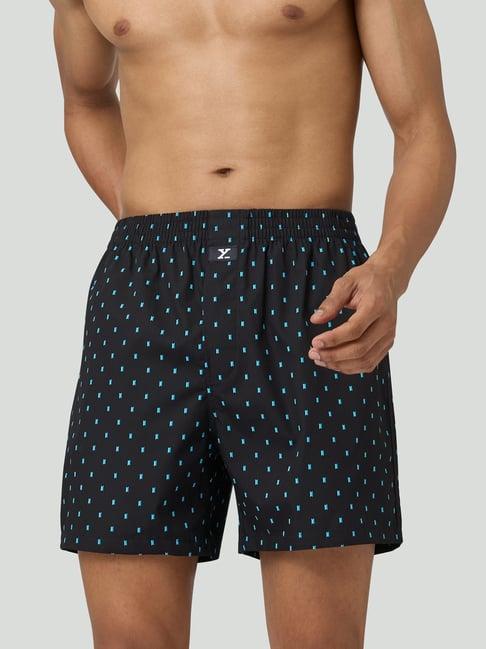 xyxx boxy black cotton relaxed fit printed boxers