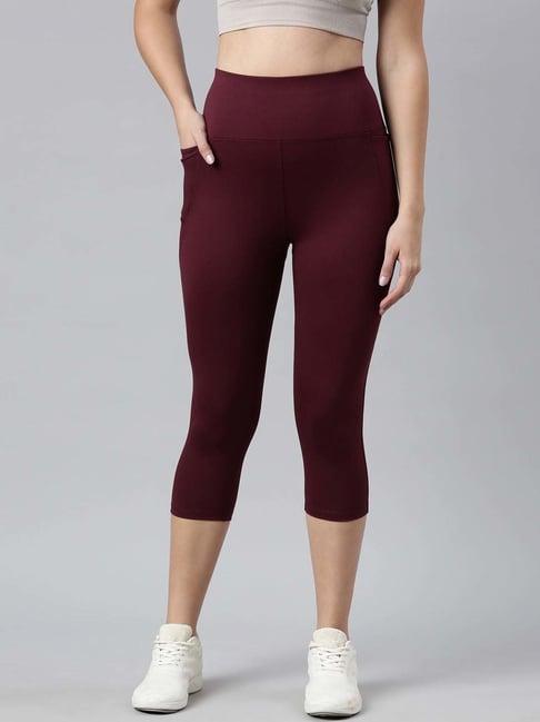 go colors! maroon slim fit sports capris