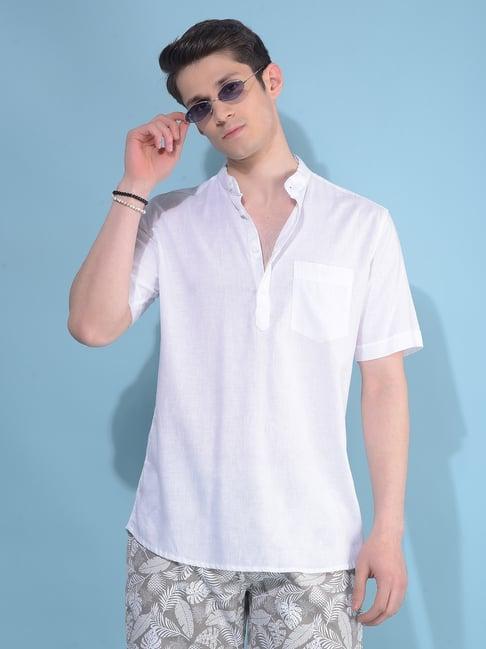 crimsoune club white slim fit short kurta