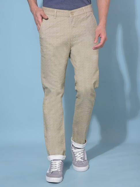 crimsoune club beige cotton slim fit chinos