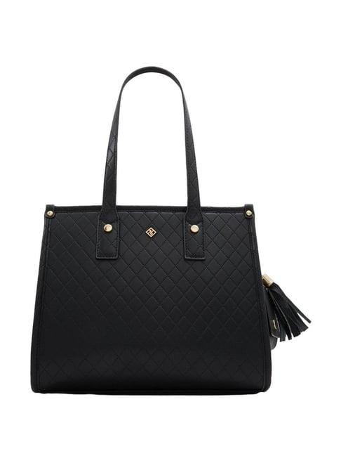 call it spring black textured shoulder handbag with coin case