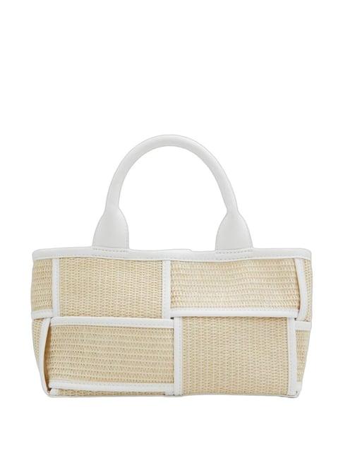 call it spring white textured handbag with pouch