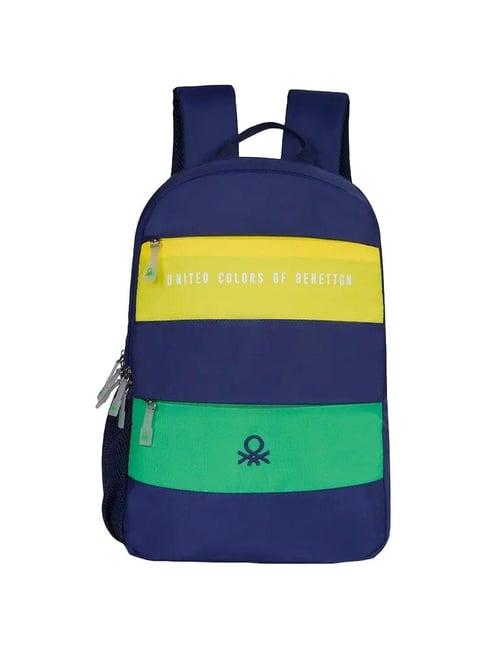 united colors of benetton belluno navy blue & yellow & green solid laptop backpack