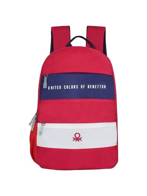 united colors of benetton belluno red & blue & white solid laptop backpack