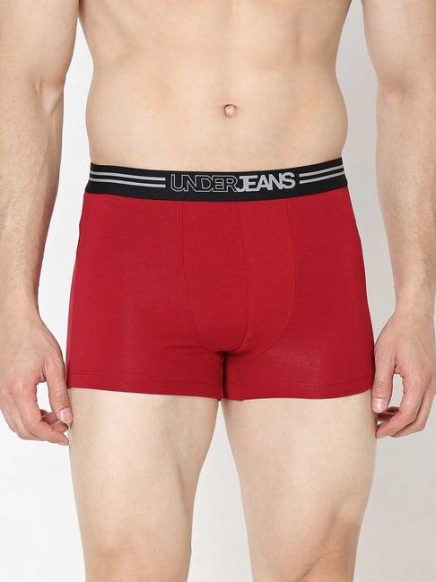 underjeans by spykar maroon regular fit trunks