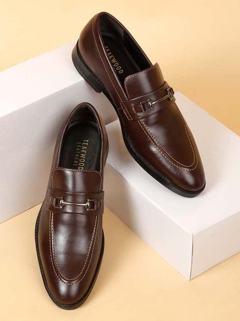 teakwood leathers men's brown formal loafers