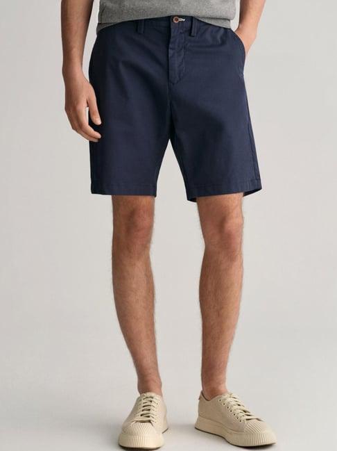 gant blue cotton slim fit shorts