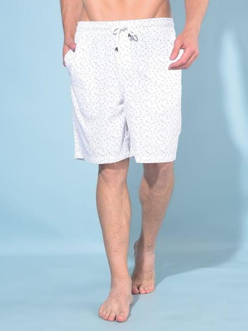 crimsoune club white cotton regular fit printed lounge shorts