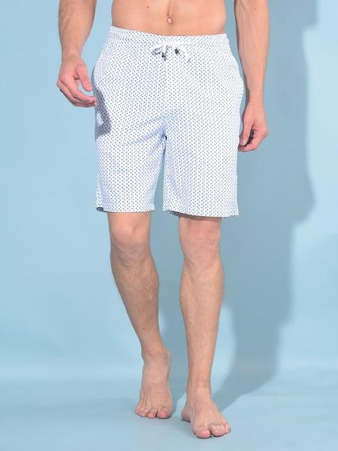 crimsoune club blue cotton regular fit printed lounge shorts