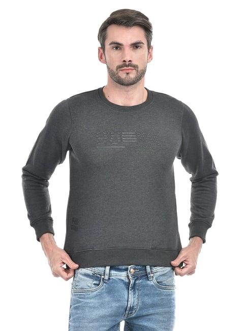 lawman pg3 charcoal regular fit self design sweatshirt