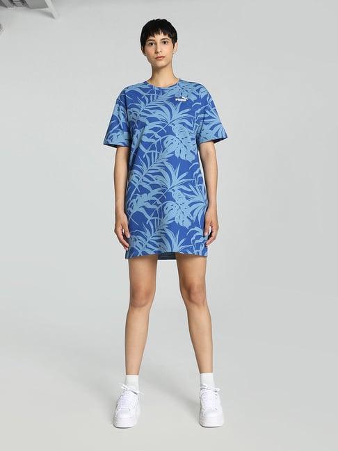 puma blue floral print t shirt dress