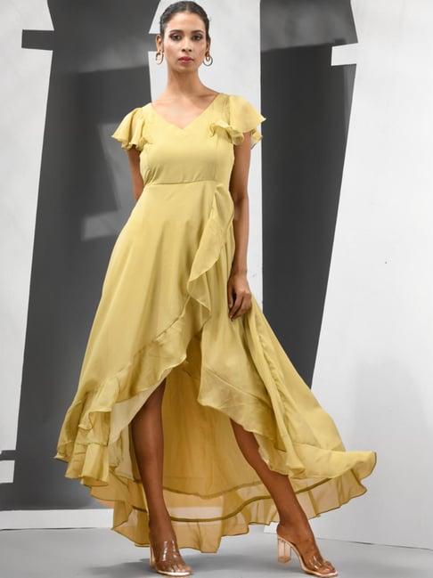 charukriti yellow high-low dress