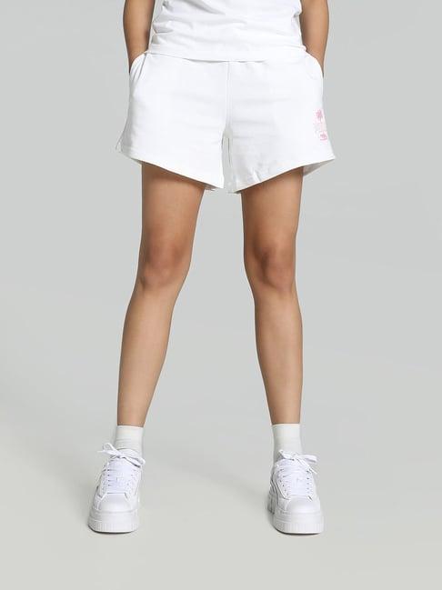 puma white printed sports shorts