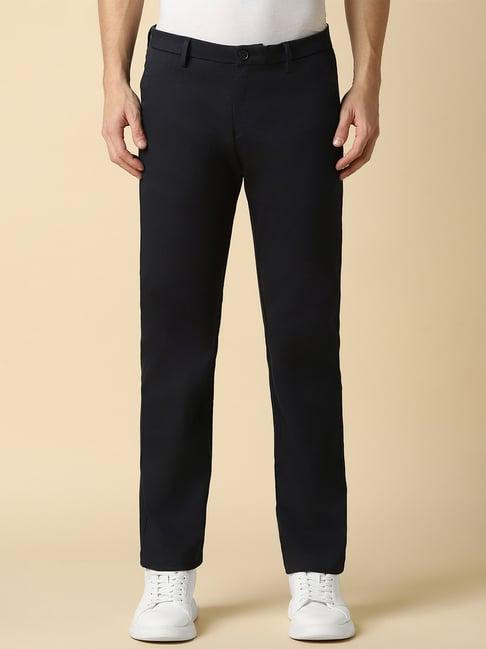 allen solly black cotton smart fit trousers