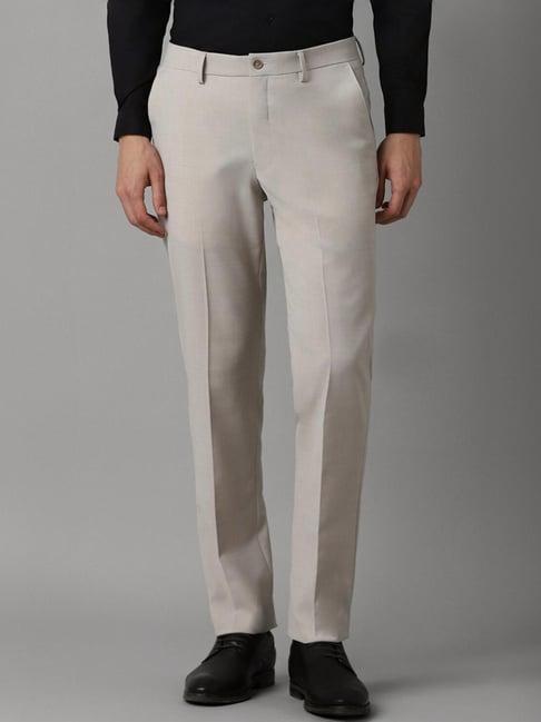 louis philippe grey slim fit texture trousers