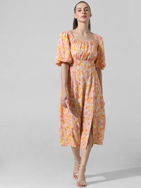 only multicolor printed midi dress