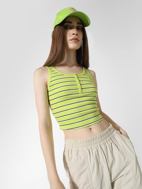 only green & black striped tank top