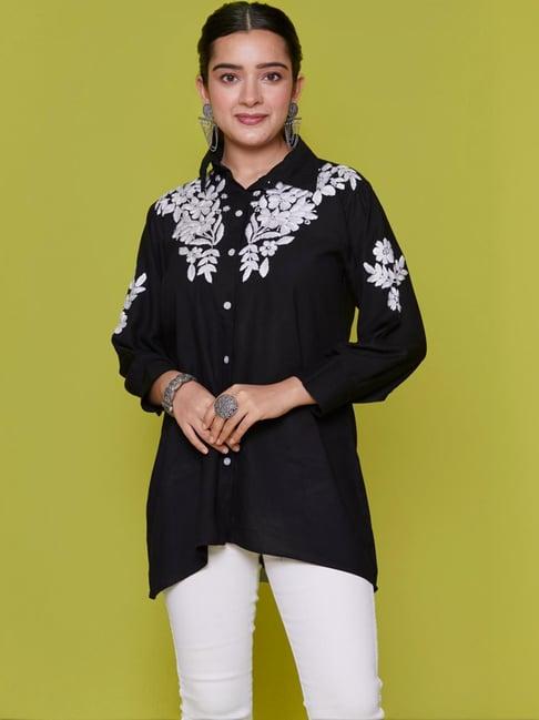 house of chikankari black embroidered tunic