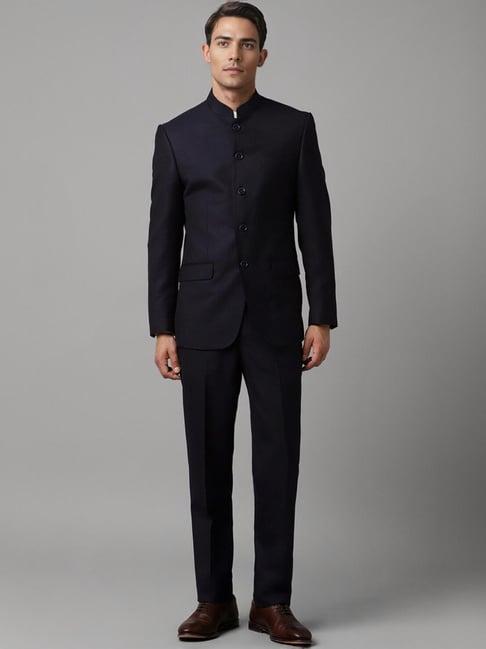 louis philippe navy regular fit texture two piece suit