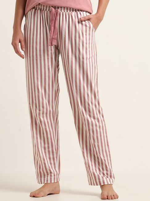 wunderlove by westside blush pink striped mid rise pyjamas