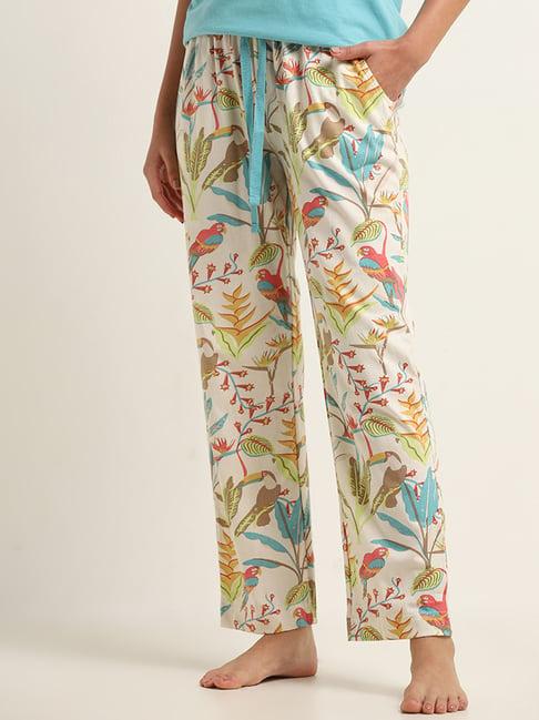 wunderlove by westside multicolor printed mid rise pyjamas