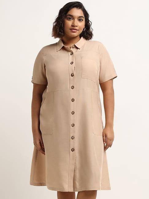 gia by westside beige button down shirt dress