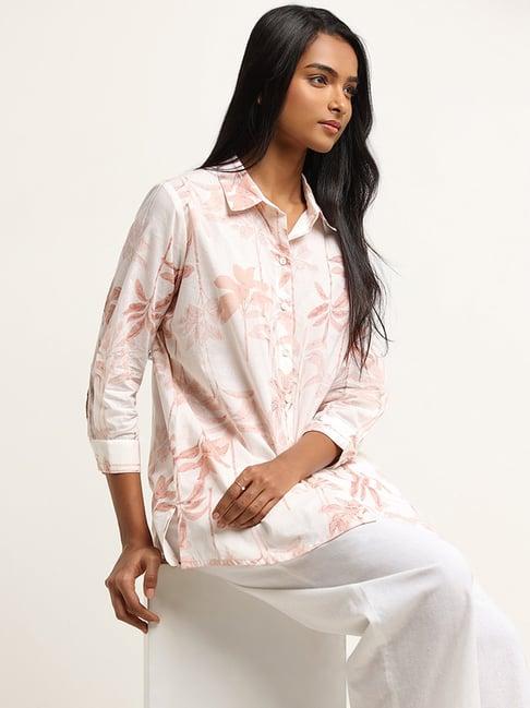 utsa by westside peach leaf printed tunic