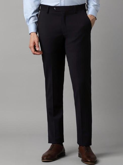 louis philippe black slim fit texture trousers