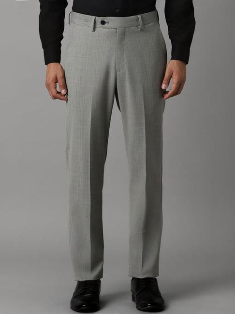 louis philippe grey slim fit texture trousers