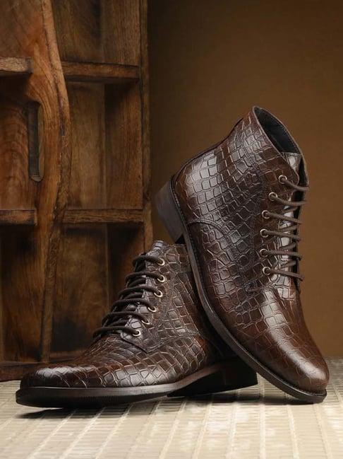 carlo romano men's brown derby boots