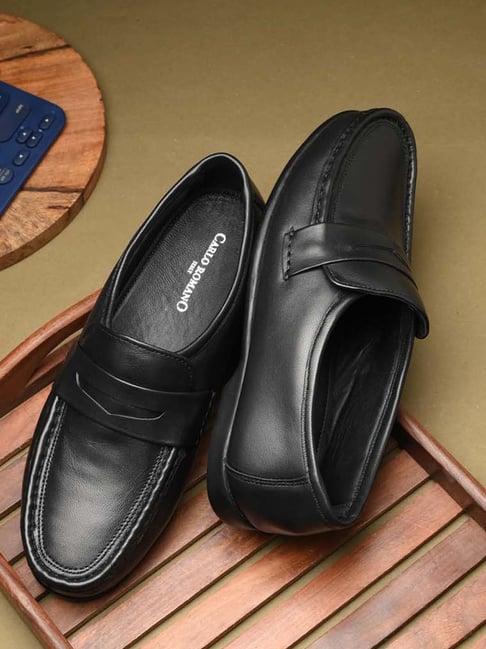 carlo romano men's black formal loafers