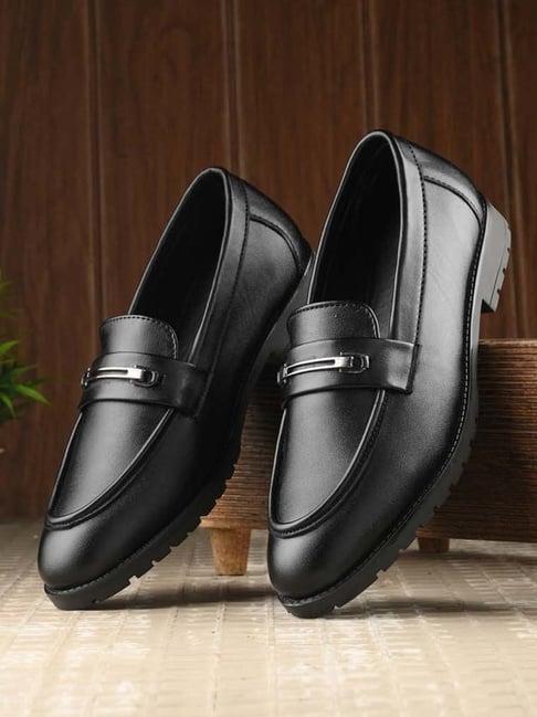 carlo romano men's black formal loafers