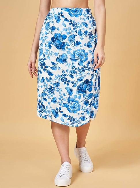 honey by pantaloons blue printed a-line skirt