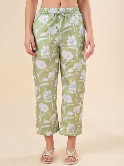 akkriti by pantaloons green printed flared pants