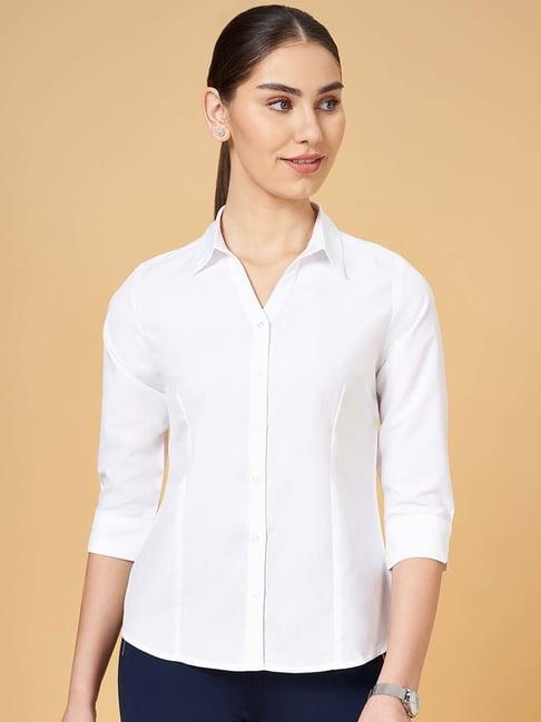 annabelle by pantaloons white regular fit shirt