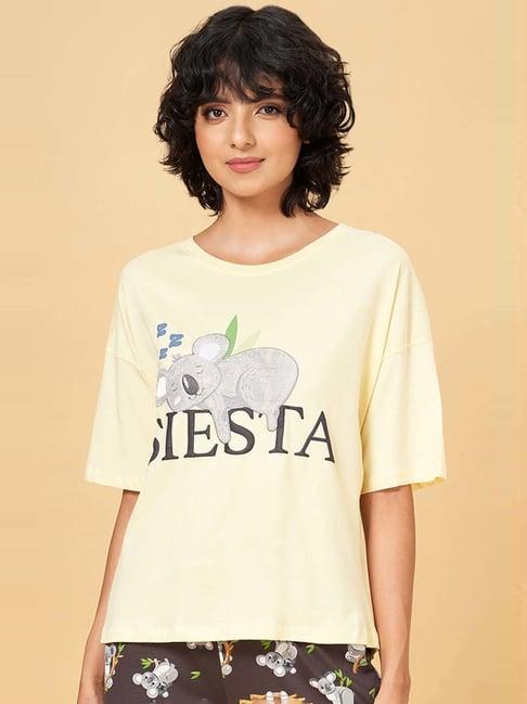 dreamz by pantaloons yellow cotton printed t-shirt