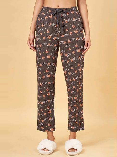 dreamz by pantaloons brown cotton printed pyjamas