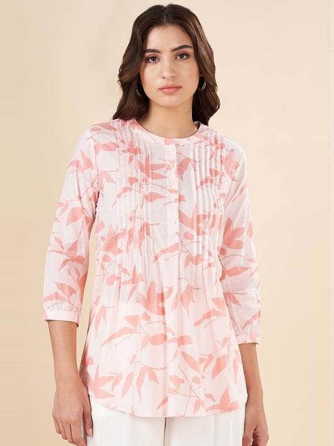 akkriti by pantaloons pink printed a line short kurti