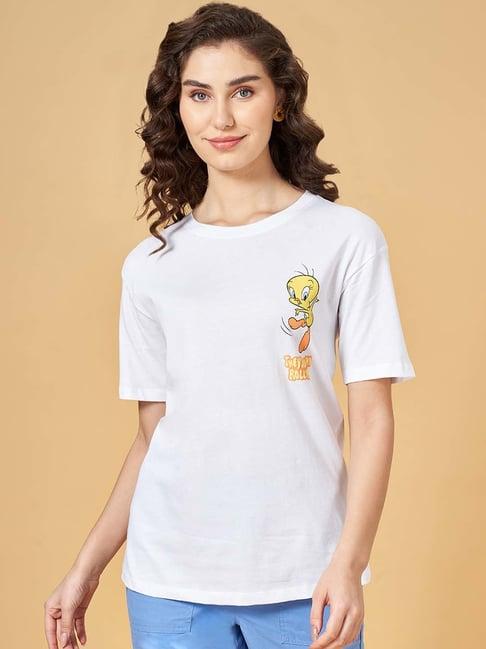 honey by pantaloons white cotton printed top