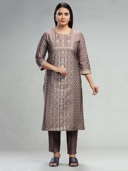 cotton culture brown printed kurta pant set