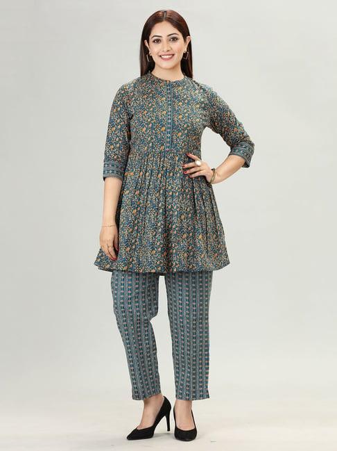 cotton culture navy printed kurta pant set