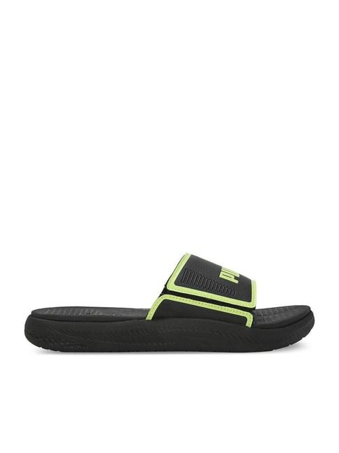 puma men's softride black slides